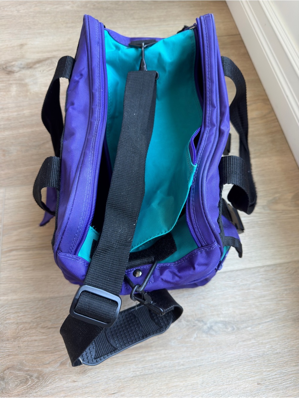 Vintage 90s Brunswick Bowling Bag Purple Teal Retro Bowling Core Gym Travel Tote - Picture 3 of 14